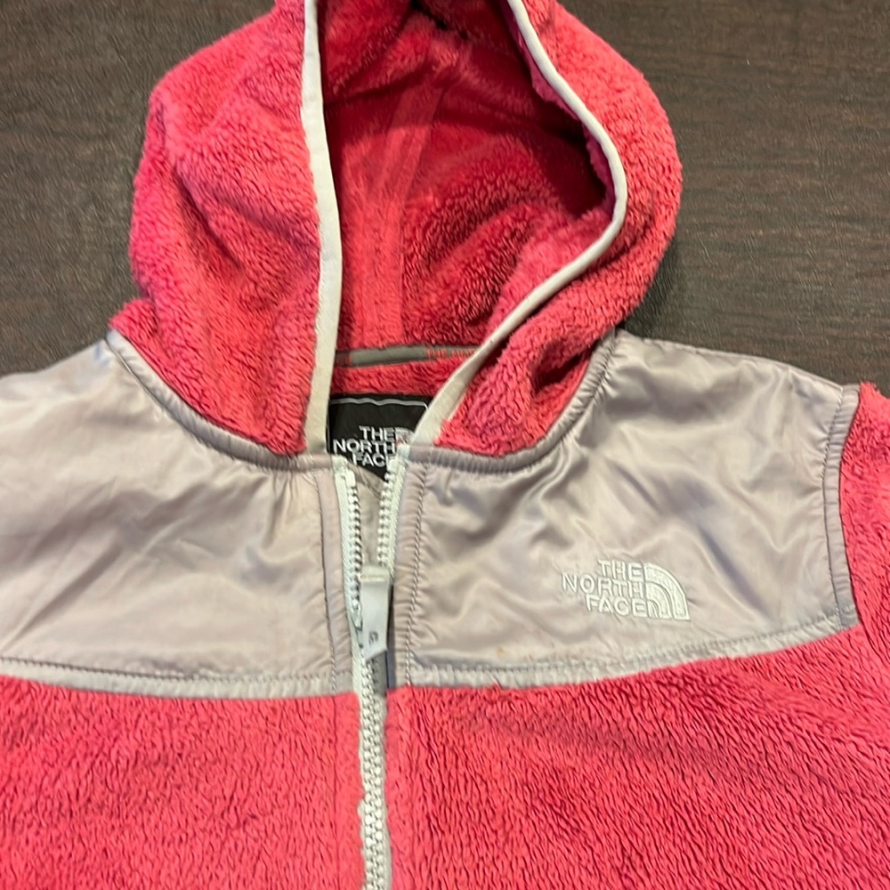Hot Pink Hooded Northface Girls Large 14-16 Fleece Jacket